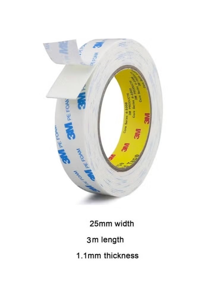 ثري ام شريط لاصق مزدوج الوجه بطول 2.5 سم*3 متر، شريط تثبيت قوي، شرائط من رغوة PE قابلة للإزالة، شريط لاصق قوي خال من الضرر المقاوم للماء لطلاء ملصق لتعليق صورة على الجداران، - Image 4